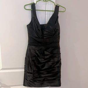 White House Black Market Ruched Black Dress